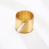 Stainless Steel Modern Wrap Wide Ring for Women Geometric Finger Statement Ring Party Layered Chic Jewelry