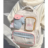 MAYTRENDS  -  Kawaii Women Backpacks Cartoon Toast Patchwork Large Capacity Students Mochilas Para Mujer High School Aesthetic Girls Bags