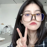 Maytrends Korean Tea Square Glasses Frame Women Lovely Ins No Makeup Plain Glasses Men Eyewear Cute Decorative Computer Glasses