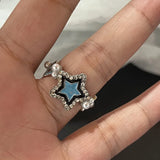 Maytrends Y2K Crystal Rings Kpop Heart Adjustable Ring Irregular Geometry Punk Vintage Rings Set for Women Girls New Fashion Jewelry