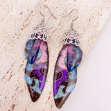 Fashion Handmade Femme Wing Drop Earrings Purple Resin Fairy Cicada Wings Earrings Rhinestone Purple Earrings Vintage Jewelry