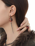 Maytrends 2024 New Rose Crescent Set Asymmetrical Earrings For Women's Goth Jewelry Party Gifts