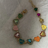 Maytrends Fashion Color Love Drop Oil Enamel Bracelet Female INS New Design Cute Heart Candy Color Bracelet