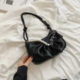 MAYTRENDS  -  New Design Women's Bag  Trend Fashion Bow Pleated Underarm Shoulder Bag Individuality Summer Chains Beading Handbag