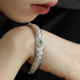 Green Zircons Engagement Bracelets Bride Jewelry Charm Women Vintage Punk Trendy Elegant Braided Lace Wedding Accessorie