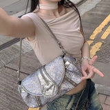 MAYTRENDS  -  Leopard Printed Y2k Shoulder Bags High Quality Streetwear Crossbody Bags Rivet Decor Punk Underarm Bags Fashion Bags For Women