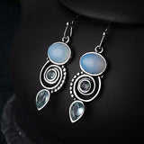 Boho Silver Color  Flower Ear Drop Dangle Earrings Women Wedding Party Jewelry Gift