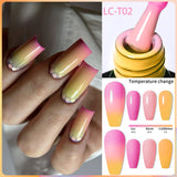 Thermal Gel Nail Polish Winter yellow Pink 3 Layers Temperature Color Changing Semi Permanent Soak Off Nail Art Varnish