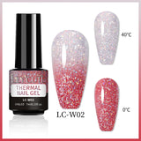 Thermal Gel Nail Polish Winter yellow Pink 3 Layers Temperature Color Changing Semi Permanent Soak Off Nail Art Varnish