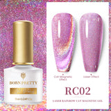 Reflective Glitter Cat Magnetic Gel Nail Polish  Gel Silver Purple Soak Off UV Gel Varnish Rainbow Gel