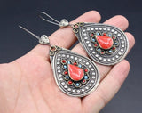 Women's Metal Inlaid Stone Pendant Earrings, Bohemian Style Pendant Earrings, Handmade, Jewelry, Party Engagement Jewelry Gifts