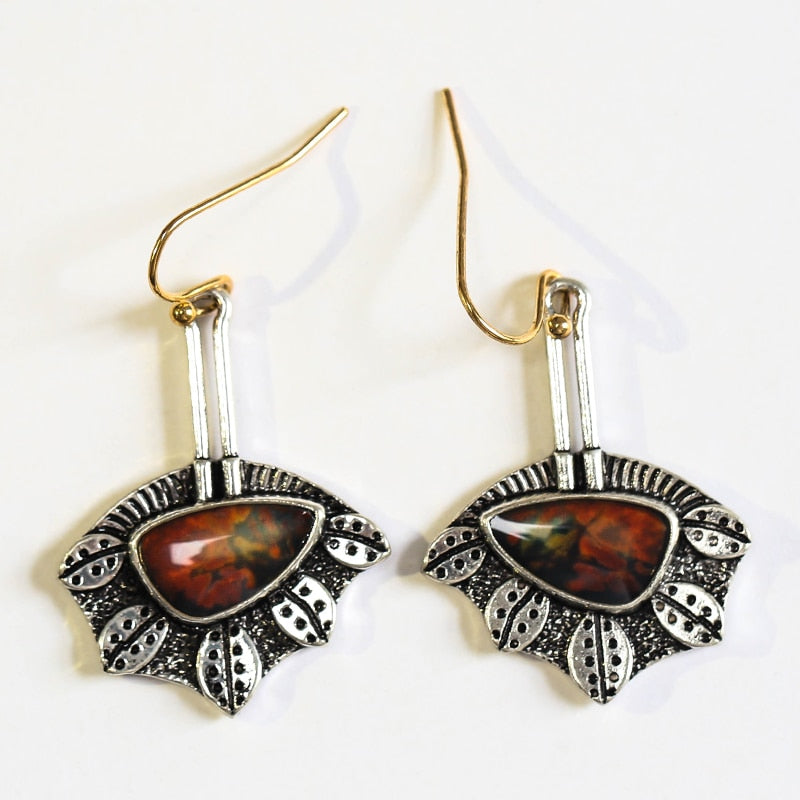Vintage Bohemia Resin Dangle Earrings for Women Beach Party Jewelry Accessories Ethnic Tribal Hook Earring Charm Gift