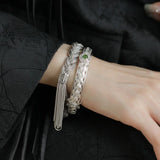 Green Zircons Engagement Bracelets Bride Jewelry Charm Women Vintage Punk Trendy Elegant Braided Lace Wedding Accessorie