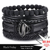 IFMIA Vintage Black Bead Bracelets For Men Fashion Hollow Triangle Leather Bracelet &amp; Bangles Multilayer Wide Wrap Jewelry 2020