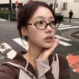 Maytrends Korea Retro Oval Glasses Frame Women Lovely Ins No Makeup Plain Glasses Men Eyewear Cute Decorative Computer Glasses