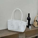 MAYTRENDS  -  PVC Handheld Hollow Woven Tote Bag Vegetable Basket Shoulder Bags Beach Vacation Picnic Handbag Summer