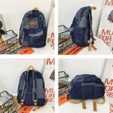 Maytrends  -  New Women Denim Vintage College Backpack Lady Leisure Retro Trendy Female Patchwork Book Bag Fashion Girl Cute Travel School Bag