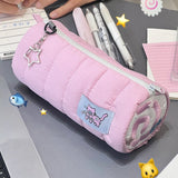 Maytrends Cute Pink Pencil Case Kawaii Soft Pen Storage Bag Cosmetic Pouch Cartoon Large Capacity Student Stationery School Supplies