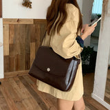 MAYTRENDS  -  Vintage Lage Capacity Messenger Bag Women Simple Solid Luxury Designer Female Tote Bag High Quality PU Leather Handbags