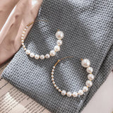 Maytrends  New Simple Big Pearl Earrings For Women Metal Pearl Round Fashion Circle Statement Earrings Drop Party Jewelry Gifts