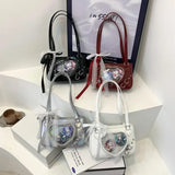 MAYTRENDS  -  Aesthetic Women Handbags Heart Shaped Transparent Underarm Shoulder Bags Ribbon Lace Small Capacity Crossbody Ita Bolso