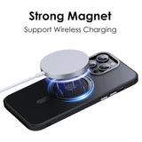 Magnetic 360°Rotation Stand Phone Case For iphone 11 12 13 14 15 Pro Max 15Plus With Ring Holder Frosted Transparent Cover Funda
