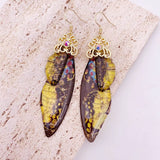 Fashion Handmade Femme Wing Drop Earrings Purple Resin Fairy Cicada Wings Earrings Rhinestone Purple Earrings Vintage Jewelry