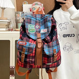 MAYTRENDS  -  Vintage Women Backpacks Large Capacity Aesthetic Plaid Punk Mochilas Para Mujer Casual Students Daily Commute Bag Female