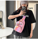 Maytrends Personality Casual Crossbody Bags for Women Y2k Aesthetic Fashion Ins Punk Handbags All Match Zipper Trend Holographic Chest Bag