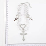 MAYTRENDS  -  European and American celebrity pearl and diamond love cross necklace