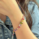 Maytrends New Sparkling Colorful Crystal Bracelets For Women Korean Beautiful Baroque Style Stones Bracelet