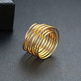 Stainless Steel Modern Wrap Wide Ring for Women Geometric Finger Statement Ring Party Layered Chic Jewelry