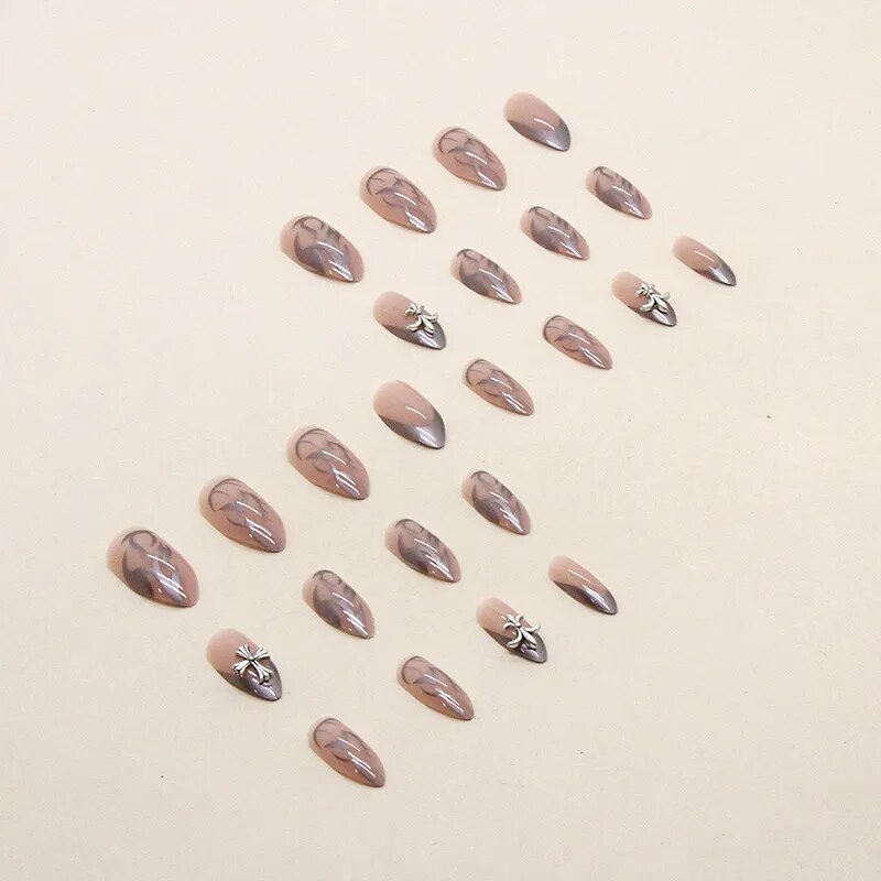 Medium Length Almond Fake Nails Y2K Set Press on Nails with Designs