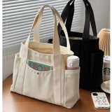 MAYTRENDS  -  Large Capacity Canvas Tote Bags for Work Commuting Carrying Bag College Style Student Outfit Book Shoulder Bag