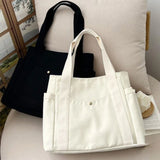 MAYTRENDS  -  Large Capacity Canvas Tote Bags for Work Commuting Carrying Bag College Style Student Outfit Book Shoulder Bag