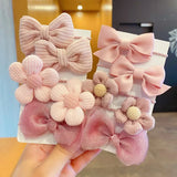 10Pcs/Set Big Bow Flower Elastic Hairbands Children Girls Sweet Hair Ties Fashion Headbands Hair Accessories Rubber Band For Kid