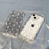 Korea Style Cute Floral Phone Case for iPhone 15 14 13 12 11 Pro Max X XS XR 7 8 Plus Soft Flower Cover Y2k Sweet Clear Fundas