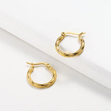 GHIDBK Statement Twisted Hoop Earrings in Stainless Steel Minimalist Hammered Ring Earrings Awesome Street Style Earring Hoops