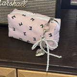 MAYTRENDS  -  Bow pencil case Student stationery storage bag Girl's heart simple wind large capacity Pencil case Cosmetic bag Girl gift