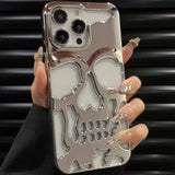 Hollow 3D Skull Callous Phone Case for iPhone 15 14 13 12 11 Pro Max Plus Luxury Plating silicone Shockproof Cover