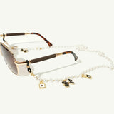 MAYTRENDS  -  Fashionable Black and White Oil Bow Pearl Glasses Chains and Lanyards for Women