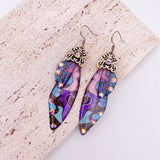 Fashion Handmade Femme Wing Drop Earrings Purple Resin Fairy Cicada Wings Earrings Rhinestone Purple Earrings Vintage Jewelry