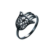 Skyrim Stainless Steel Hamsa Fatima&#39;s Hand Rings for Women Girls Gold Color Ring Amulet Talisman Jewelry Gifts Wholesale 2023