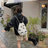 Maytrends Sweet Y2k Aesthetic Kawaii Bow Backpack Japanese Girls All Match Drawstring Backpacks Women Students Casual Trendy Schoolbags