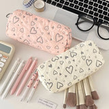 Maytrends BACK TO SCHOOL 1 Piece Lovely Pencil Case Korean Fashion Heart Style Pencil Pouch Soft Touch Simplicity High Capacity Stationery Storage Bag