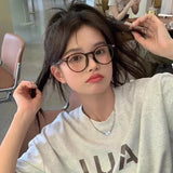 Maytrends Korea Retro Cute Round Glasses Frame Women Lovely Ins No Makeup Plain Glasses Men Eyewear Cute Decorative Computer Glasses