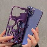 Hollow 3D Skull Callous Phone Case for iPhone 15 14 13 12 11 Pro Max Plus Luxury Plating silicone Shockproof Cover