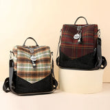 Maytrends  -   High Capacity Woolen Fabric Women Backpack Plaid Female Casual School Backpack for Girls Lady Travel Bag Fashion Shoulder Bags