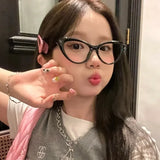 Maytrends Retro Cat Eye Triangle Glasses Frame Girl Ins No Makeup Plain Glasses Men Eyewear Cute Decorative Computer Glasses