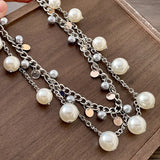 MAYTRENDS  -  Luxury Water Drop Crystal Choker Necklaces for Women Geometric Pearl Necklaces Wedding Banquet Jewelry